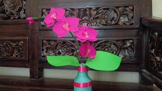 DIY  paper orchid flower  cara membuat anggrek dari kertas origami [upl. by Htebazile]