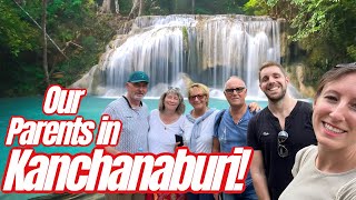 Our PARENTS visit KANCHANABURI Thailand Travel VlogDeathRailway Museum Glass Skywalk Erawan Falls [upl. by Yenitsed689]