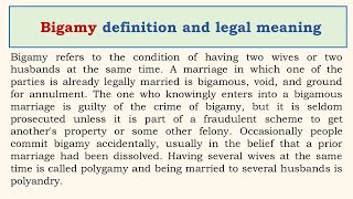 Bigamy definition and legal meaning [upl. by Maurer]