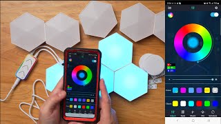 RGB Hexagon Lights Smart App Control DIY Hexagon Wall Lights 10 Pack [upl. by Reggi107]