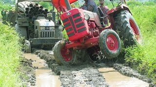 Eicher 485 Tractor Stuck in with Loaded Trolley Pulling New Holland 3630 and Mahindra 275 Di XP plus [upl. by Aynik729]