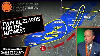 Twin Blizzards For the Midwest  AccuWeather [upl. by Kenelm184]