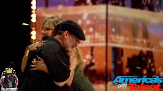 AMAZING GOLDEN BUZZER 55 YEAR OLD NERVOUS JANITOR SINGS DONT STOP DONT STOP BELIEVIN [upl. by Tterej]