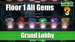 Luigis Mansion 3  Floor 1 All Gems Location Grand Lobby [upl. by Annadiana730]