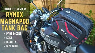 RYNOX MAGNAPOD TANK BAG REVIEW  PROS amp CONS  COST HONDA HIGHNESS  Bike Ride  Tank bag for bike [upl. by Ocana972]