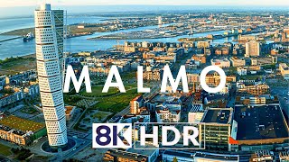 Malmo Sweden in 8K HDR Dolby Vision 10 BIT 60 FPS Drone Video [upl. by Aicenat]