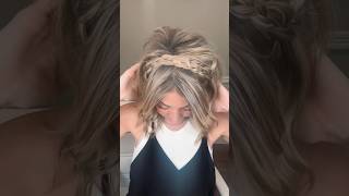 Easy braided “faux” headband 😍 hairtutorial hairideas hairstyles [upl. by Eelyek]