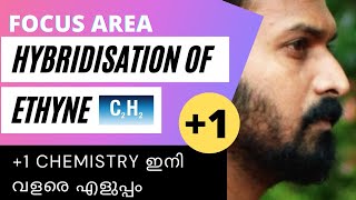 Hybridisation of Ethyne C2H2  Class 11  Other examples of sp3 sp2 and sp hybridisation malayalam [upl. by Edmonds]