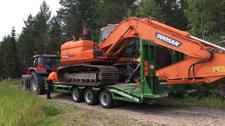 Doosan dx 180lc siirto uudella Konesäde lavetilla💪 [upl. by Kcirredal548]