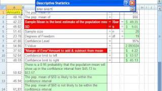 Excel Statistics 84 Confidence Interval Data Analysis Addin Descriptive Statistics [upl. by Bickart402]