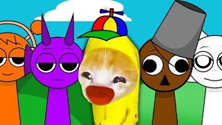 Sprunk Incredibox World Banana Cat Meets the Incredibox Crew 🐱 Banana Cat Compilation  Cat MEME 😿 [upl. by Chet168]