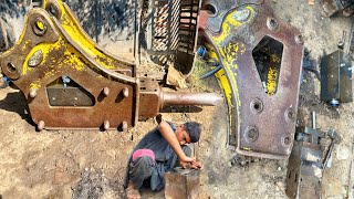 Excavator Hydraulic Breaker Restoration Cleaning and Refurbishing After 5 Years of Disuse  Hammer [upl. by Helen]