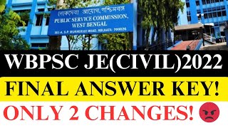 WBPSC JE Civil Final Answer Key  Detailed Discussion  WBPSC JE 2022  Adv No 92022 [upl. by Yrbua]