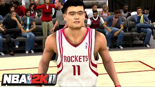 Yao Ming LAST GAME  76ERS at ROCKETS  NBA 2K11 Gameplay [upl. by Nibram117]