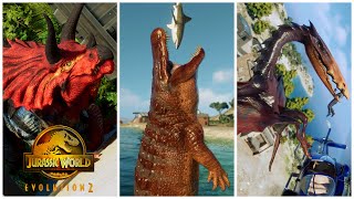 ALL 76 MODDED DINOSAUR SPECIES REPTILES and PREHISTORIC ANIMALS  Jurassic World Evolution 2 [upl. by Bonni40]