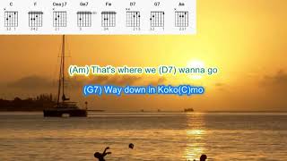 Kokomo by The Beach Boys play along with scrolling guitar chords and lyrics [upl. by Liza]