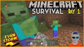 Surviving The First 100 Nights Day 1 Dad Plays Minecraft For The First Time [upl. by Kial202]