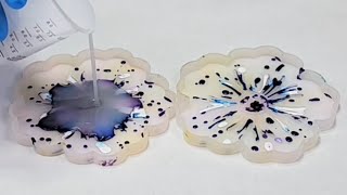 Resin and Alcohol Ink Coasters with White [upl. by Evita]