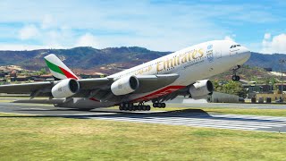 DANGEROUS AIRPORT Impossible landing Emirates A380 at Toncontin Honduras Airport MFS2020 [upl. by Melba]