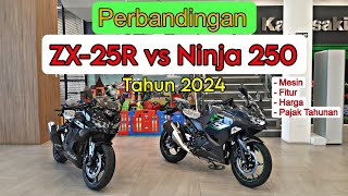 ZX25R vs Ninja 250 PERBANDINGAN Sektor Mesin Fitur Harga dan Informasi Pajak Tahunan [upl. by Hannavahs]