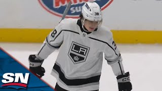 Kings Alex Turcotte Pings One In Off The Post Short Side For First Career NHL Goal [upl. by Siraj730]