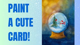 Watercolor this Cute Holiday Card in 6 Easy Steps [upl. by Gudrin]