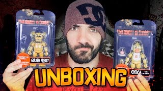 ABRIENDO A GOLDEN FREDDY Y CHICA MUÑECOS ARTICULADOS DE FIVE NIGHTS AT FREDDYS FNAF TOYS UNBOXING [upl. by Aalst]