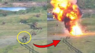 Russian Tanks Trying to Cross the Minesweeper Heres What Happened Drone Images from the War [upl. by Caryn]