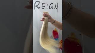 Flat Weft Extensions 60 Platinum Blonde Weft Hair Extensions  REIGN HAIR [upl. by Annaet]