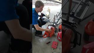 Starting a Husqvarna 3120 xp chainsaw with a cordless drill [upl. by Hammond108]