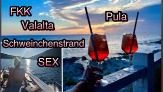 FKK in Valalta Ausflug nach Pula und zum Ü18 Schweinchenstrand  Sex an der Weißen Bar 🙈 [upl. by Jung678]