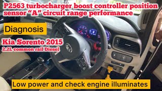 KIA Sorento 22L Diesel P2563 Boost pressure controller position “A” range performance diagnosis [upl. by Kistner82]