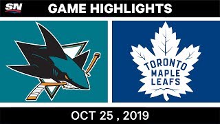 NHL Highlights  Sharks vs Maple Leafs – Oct 25 2019 [upl. by Furgeson]