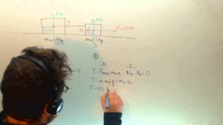 Tension de una cuerda entre dos masas en un plano horizontal con rozamiento Fisica Academia Usero [upl. by Janaye]