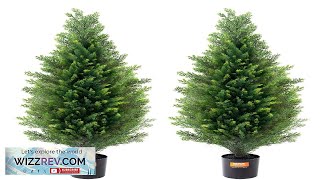 VEVOR 2 Pack 3 Artificial Cedar Topiary Tree Faux Plant UV Decor Review [upl. by Aihcats]