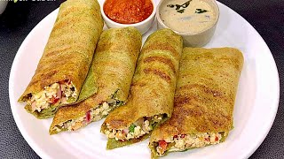 5 मिनट में बनाएं हेल्दी टेस्टी नाश्ता  Crispy Green Moong Dal Dosa  Healthy Breakfast Easy Nashta [upl. by Peltz]