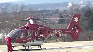 Temple MedFlight N914TH take off from Wellspan York Hospital [upl. by Allehc]