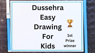 Dussehra DrawingVijayadashami poster making drawingDussehra easy drawing for kidsDussehra poster [upl. by Katlaps]