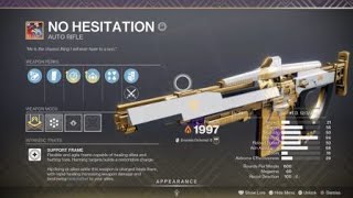 Destiny 2 Crafting Personal God Roll No Hesitation [upl. by Suirad]