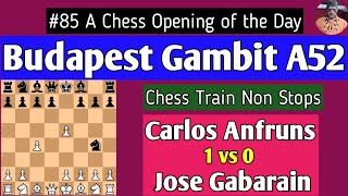 Budapest Gambit A52  C Anfruns vs J Gabarain 1928 chess [upl. by Maurits853]