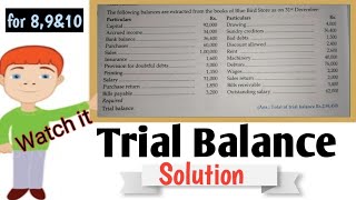 Trial Balance SolutionFor class 8 9 amp 10 [upl. by Nnovahs]