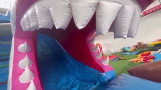 amusement park inflatable shark water slide tested at factory [upl. by Anisor]