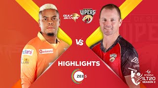 ILT20 S2  English  HIGHLIGHTS  Gulf Giants VS Desert Vipers  T20 Cricket  24th Jan [upl. by Mintz]