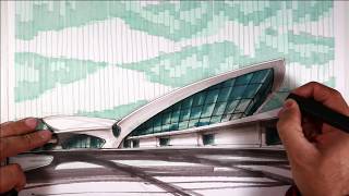 Eero Saarinen TWA terminal sketch [upl. by Lebyram]