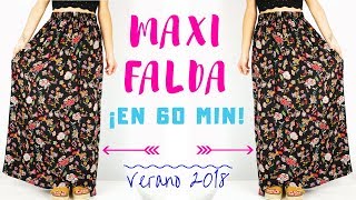 Cómo hacer una MAXI FALDA muy fácil en 60 min ❤✂  Verano 2018  DIY MAXI SKIRT in 60 min [upl. by Sybil]