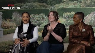 quotBridgertonquot stars Golda Rosheuvel Ruth Gemmell and Adjoa Andoh debunk rumors that their corsets ar [upl. by Cerelly]