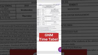 GNM Time Tabel Out gnm nursing nursingofficer nursingstudent timetable exam [upl. by Stephannie]