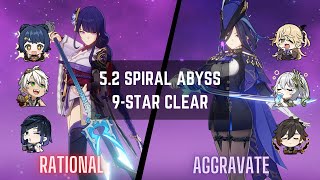 NEW 52 Spiral Abyss  C0 Raiden National  C0 Clorinde Aggravate  Floor 12 9 Star  Genshin Impact [upl. by Oleic]