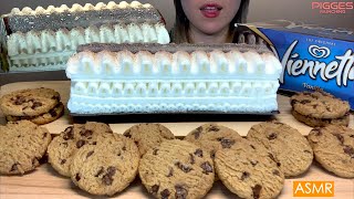 ASMR VIENNETTA CHOCOLATE VANILLA ICE CREAM CAKE w CHOCOLATE CHIP COOKIE MUKBANG Dessert Eating Sound [upl. by Sawyor]