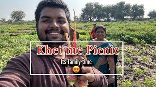 Khet Main Picnic❤️  Kheto ki fresh sabjiya  Family picnic vlog  Full enjoy😍 [upl. by Walcoff648]